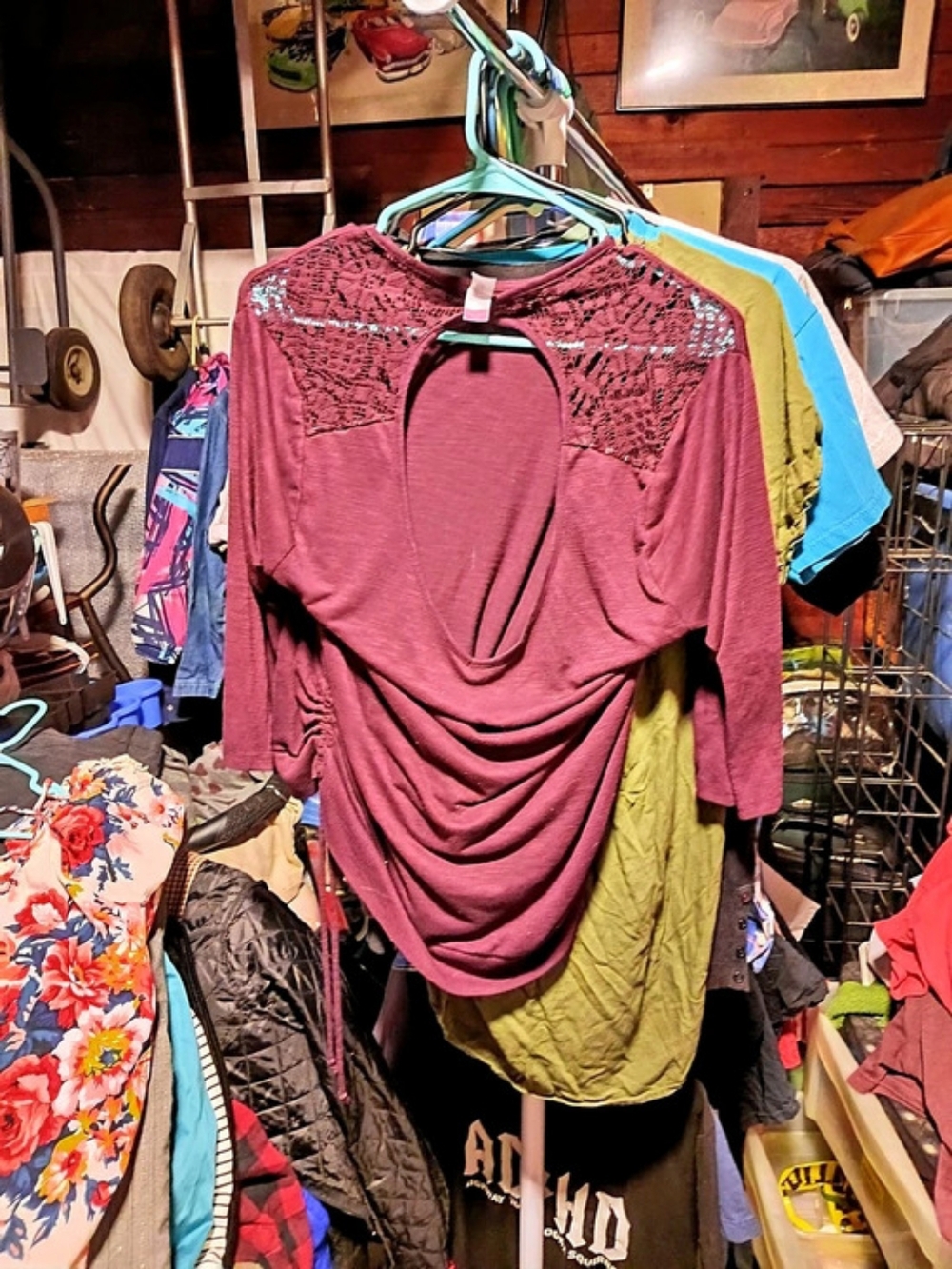 Long Sleeve Ruched Top in Purple